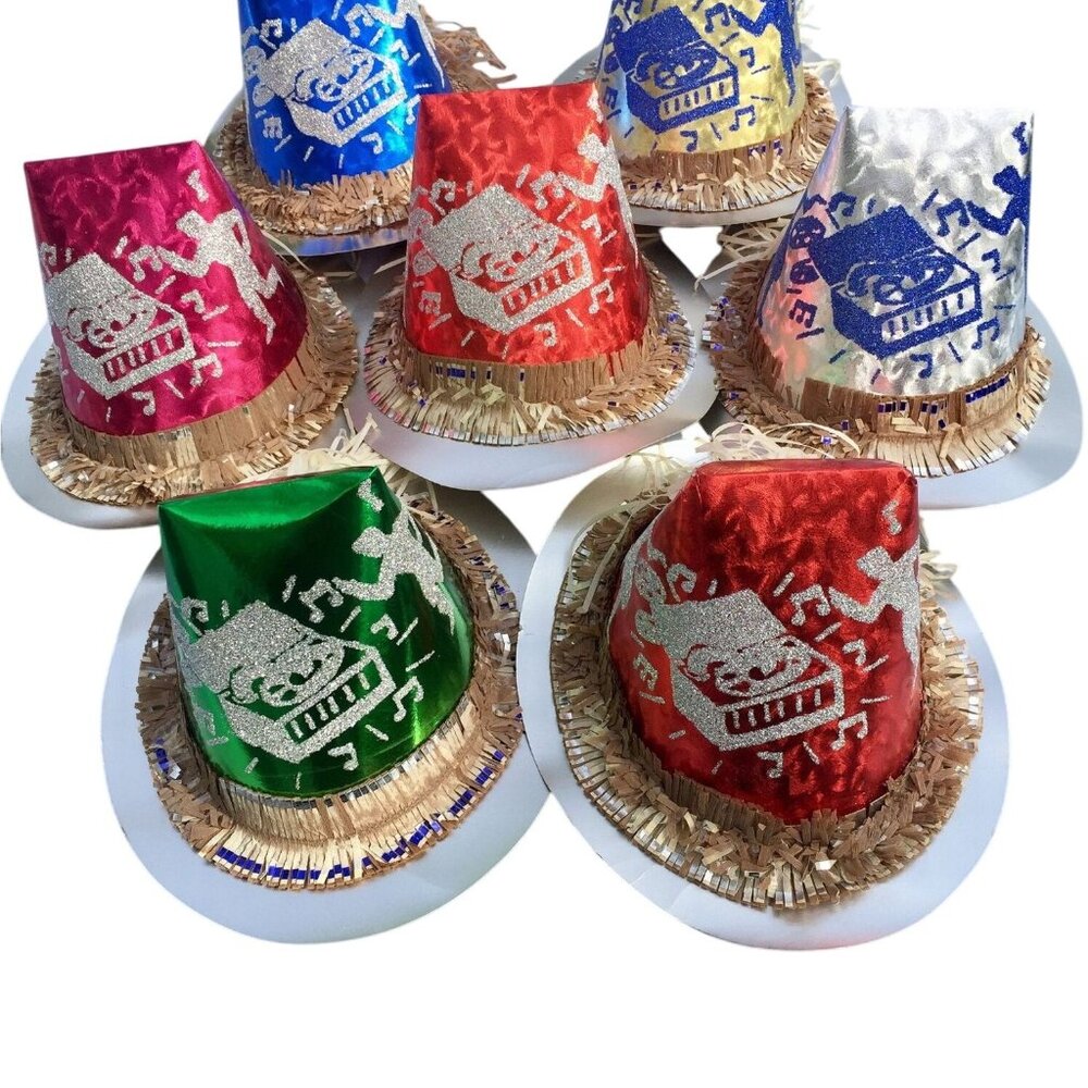 (Pack of 7) 1950s Vintage Party Hats Rock and Roll Theme